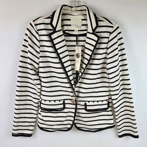--SOLD----Olive & Oak Cotton Stripe Nautical  Blazer Small NWT